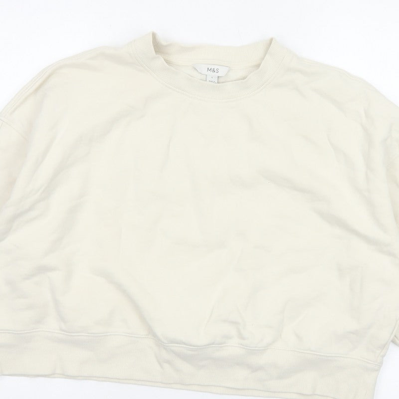 Marks and Spencer Women Ivory L Pullover Balloon Sleeve Sweatshirt