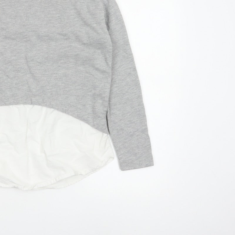 Pull&Bear Women Grey White S Basic Layered Long Sleeve Top