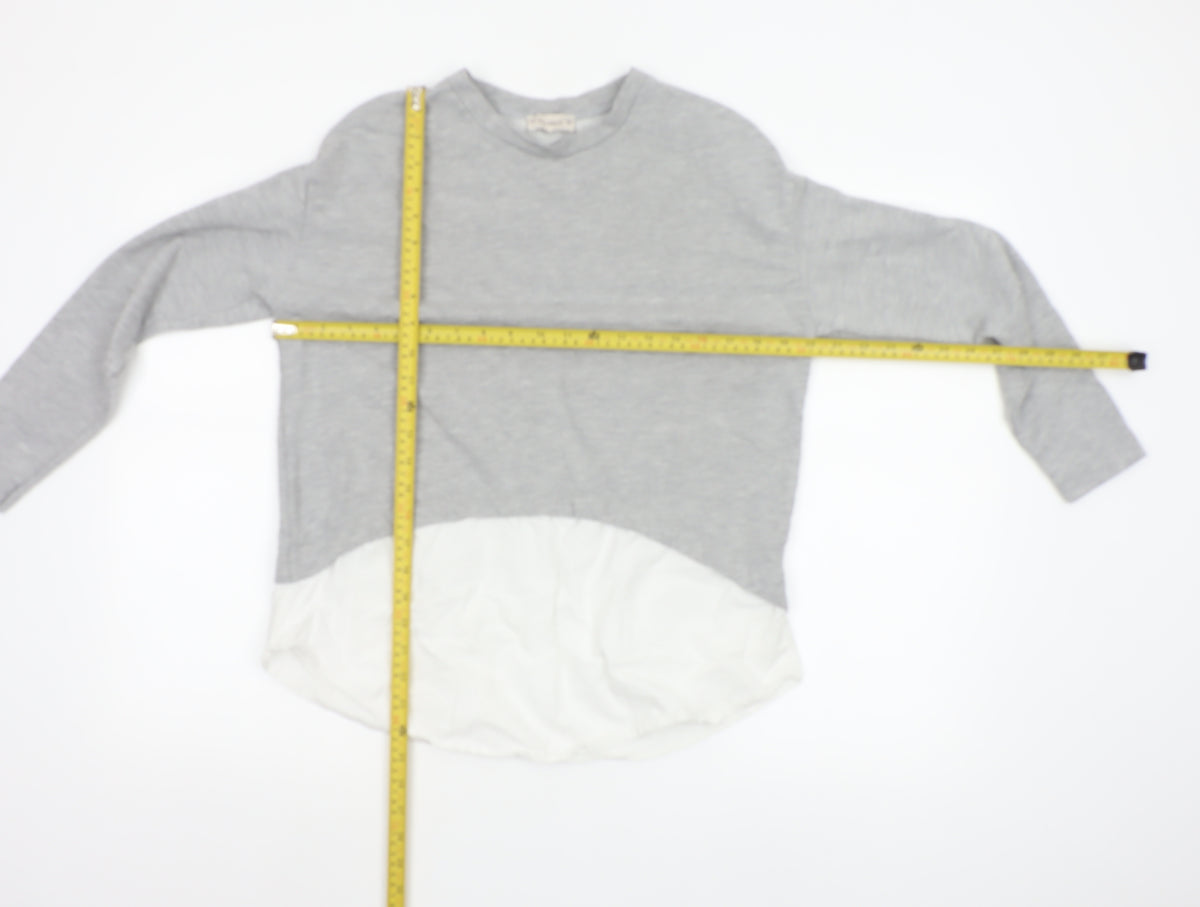 Pull&Bear Women Grey White S Basic Layered Long Sleeve Top