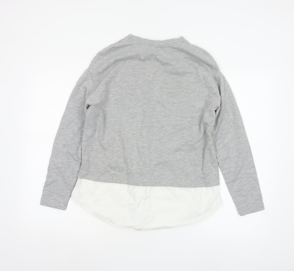 Pull&Bear Women Grey White S Basic Layered Long Sleeve Top