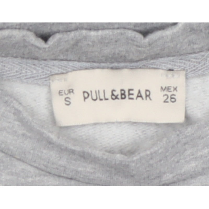 Pull&Bear Women Grey White S Basic Layered Long Sleeve Top