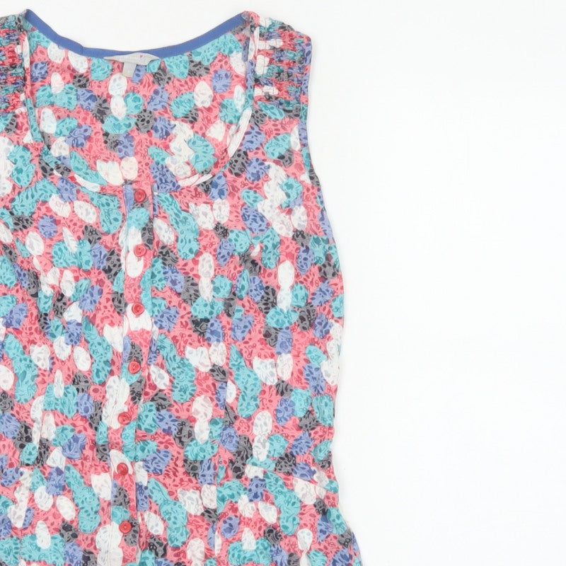 Per Una Women Multicoloured Size 8 Floral Sleeveless Button Tunic Blouse