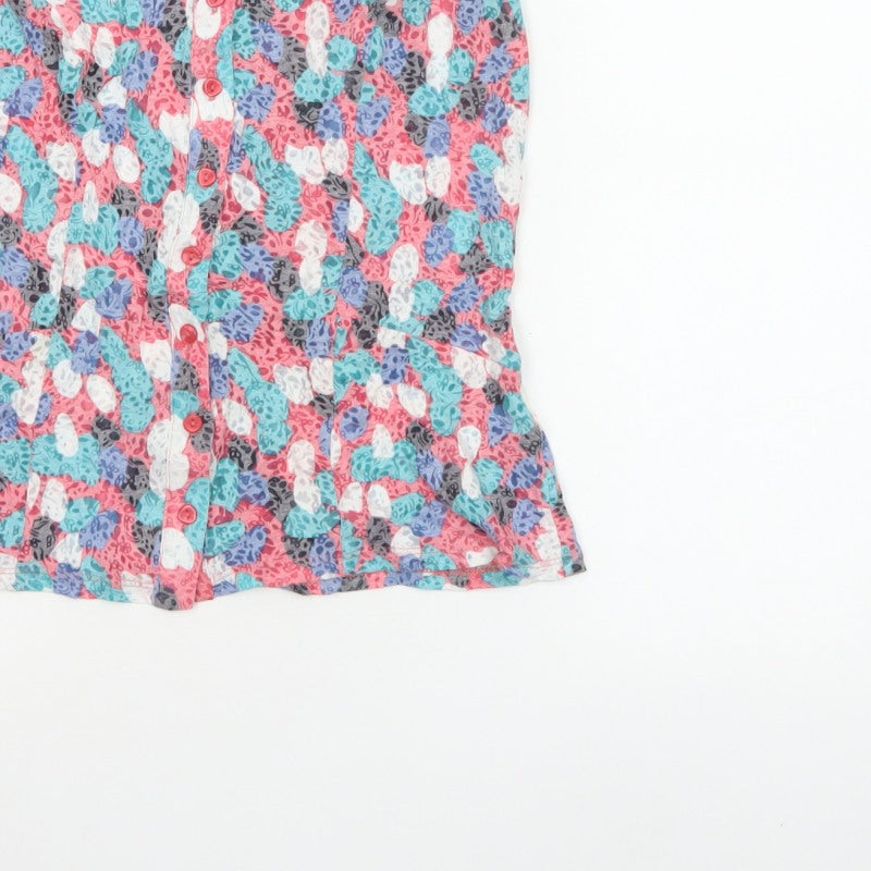 Per Una Women Multicoloured Size 8 Floral Sleeveless Button Tunic Blouse