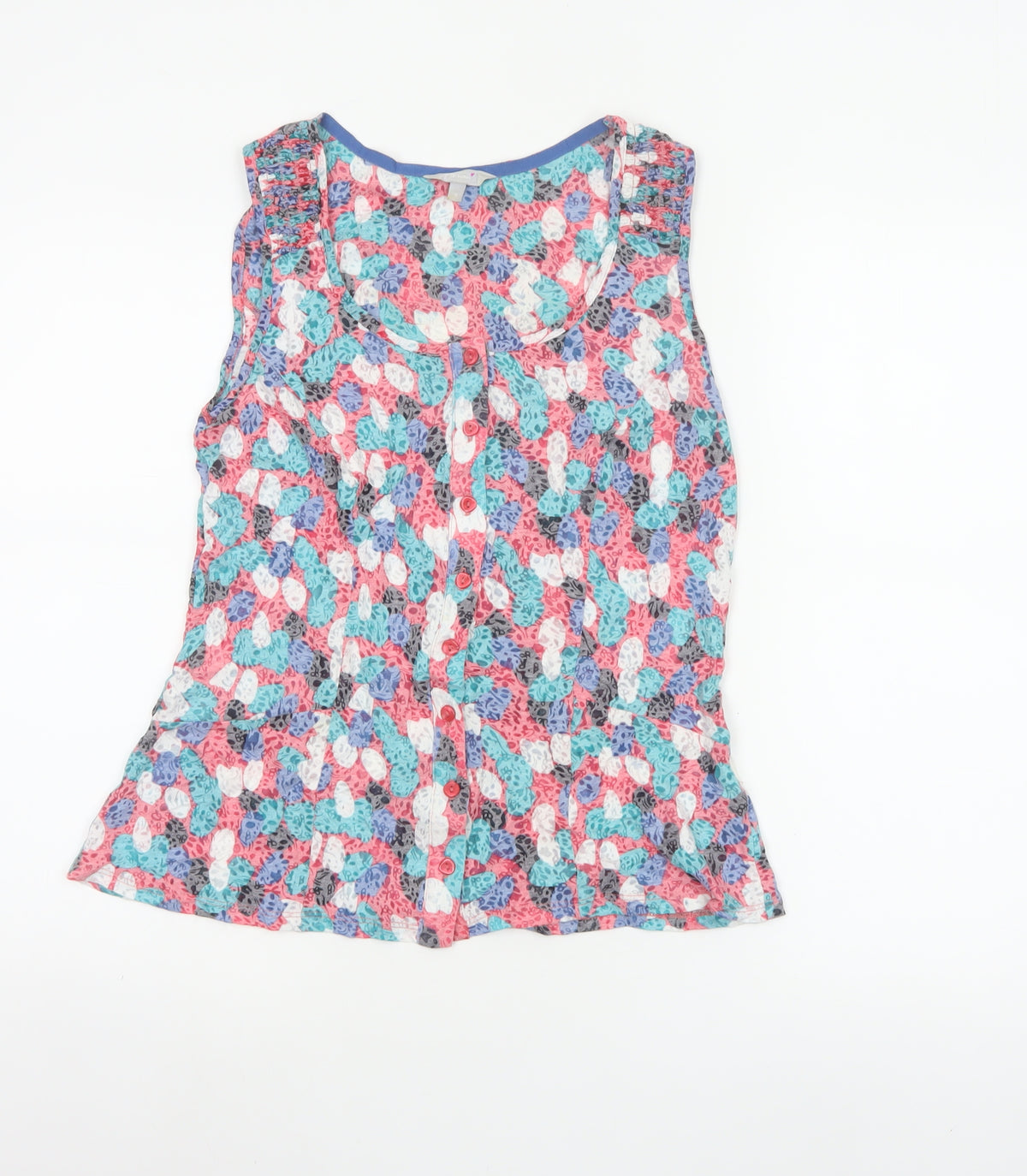 Per Una Women Multicoloured Size 8 Floral Sleeveless Button Tunic Blouse