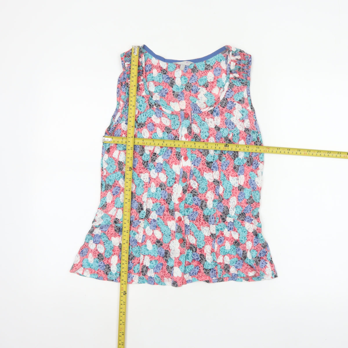 Per Una Women Multicoloured Size 8 Floral Sleeveless Button Tunic Blouse