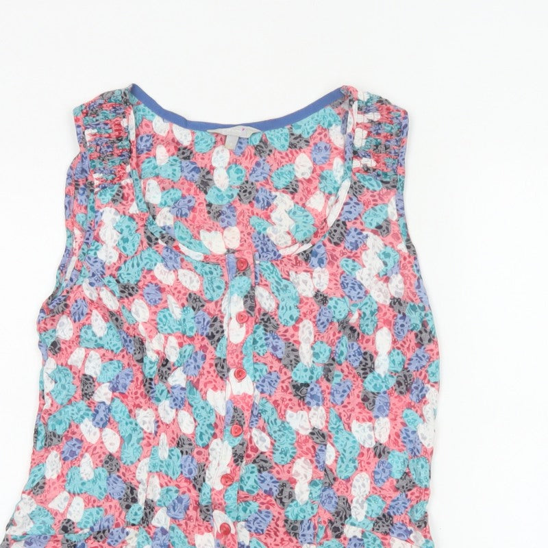 Per Una Women Multicoloured Size 8 Floral Sleeveless Button Tunic Blouse