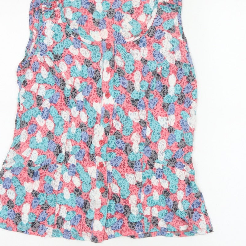 Per Una Women Multicoloured Size 8 Floral Sleeveless Button Tunic Blouse