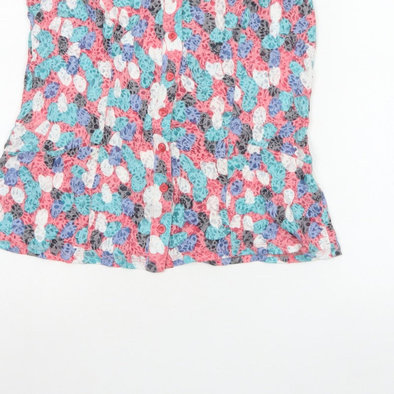 Per Una Women Multicoloured Size 8 Floral Sleeveless Button Tunic Blouse