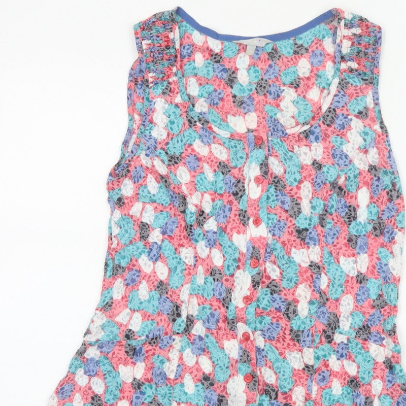 Per Una Women Multicoloured Size 8 Floral Sleeveless Button Tunic Blouse