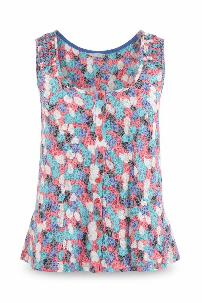 Per Una Women Multicoloured Size 8 Floral Sleeveless Button Tunic Blouse