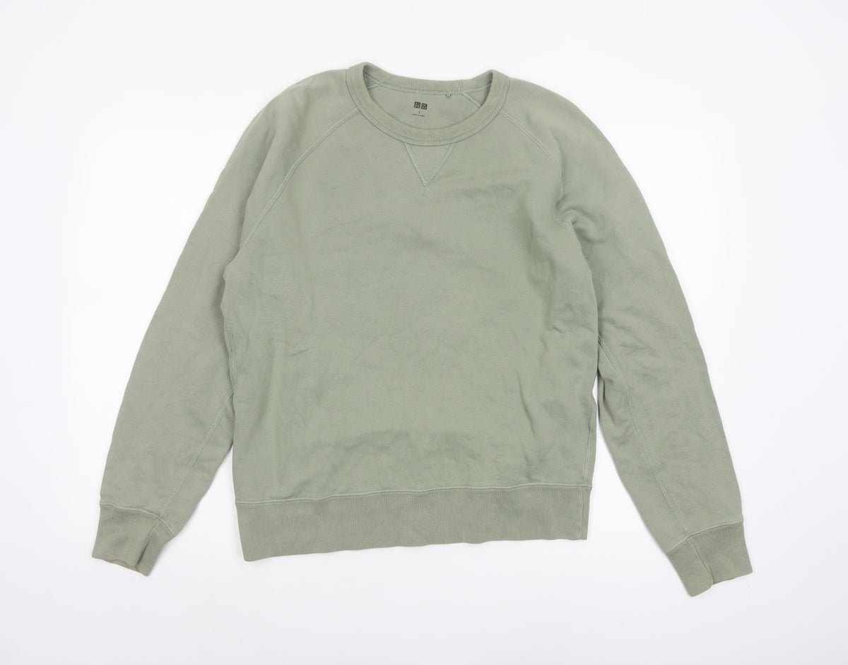 Uniqlo Men’s Green S Crew Neck Pullover Cotton Sweatshirt