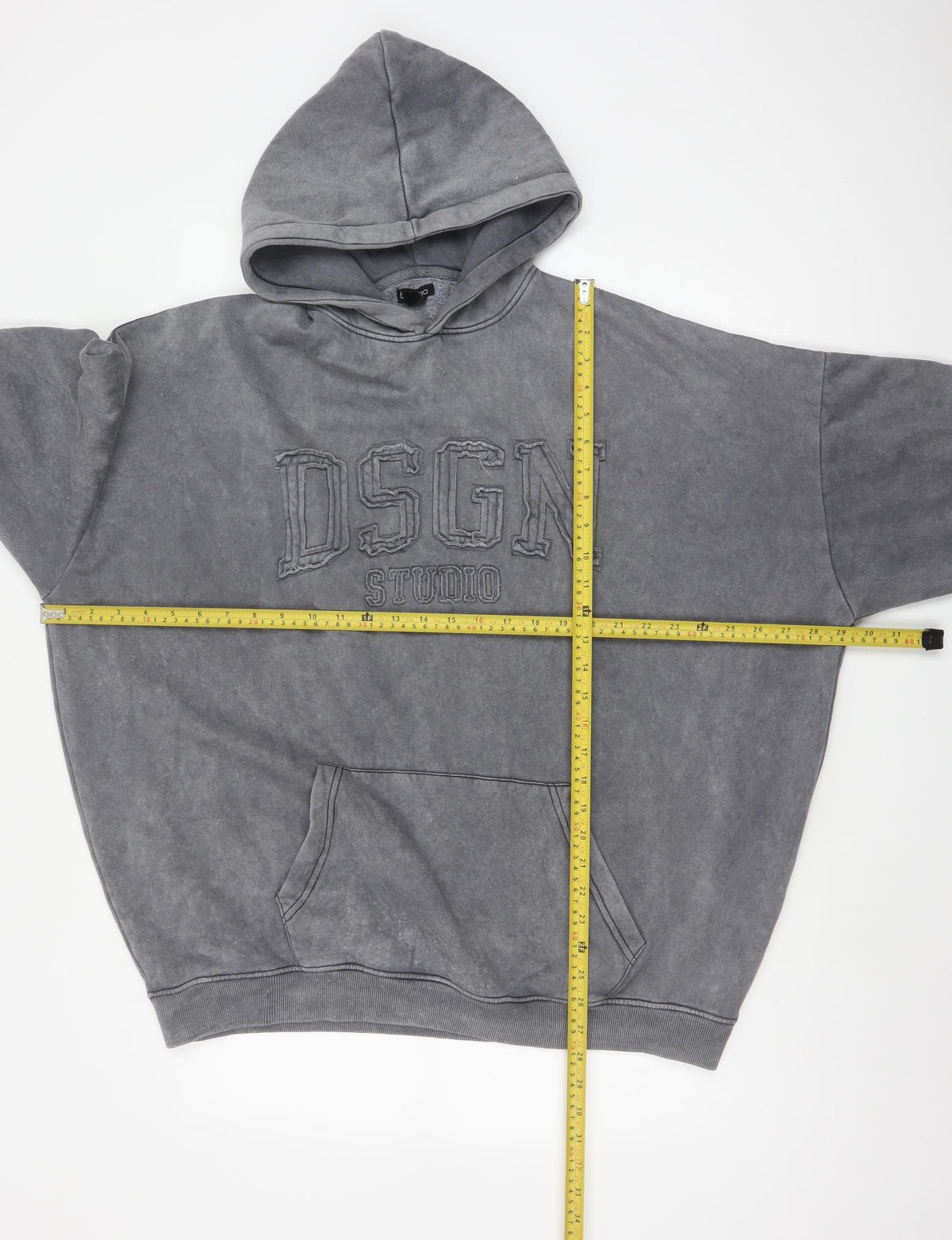 Boohoo Men’s Grey L Pullover Hoodie Oversized Embroidered Logo