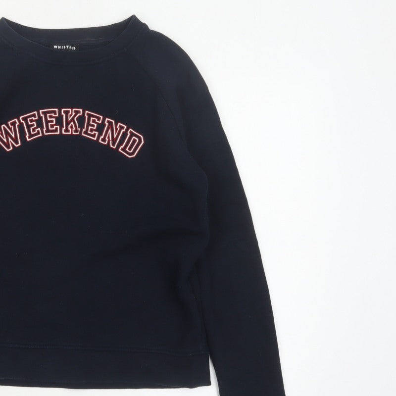 Whistles Women’s Black S Weekend Logo Cotton Pullover Sweatshirt