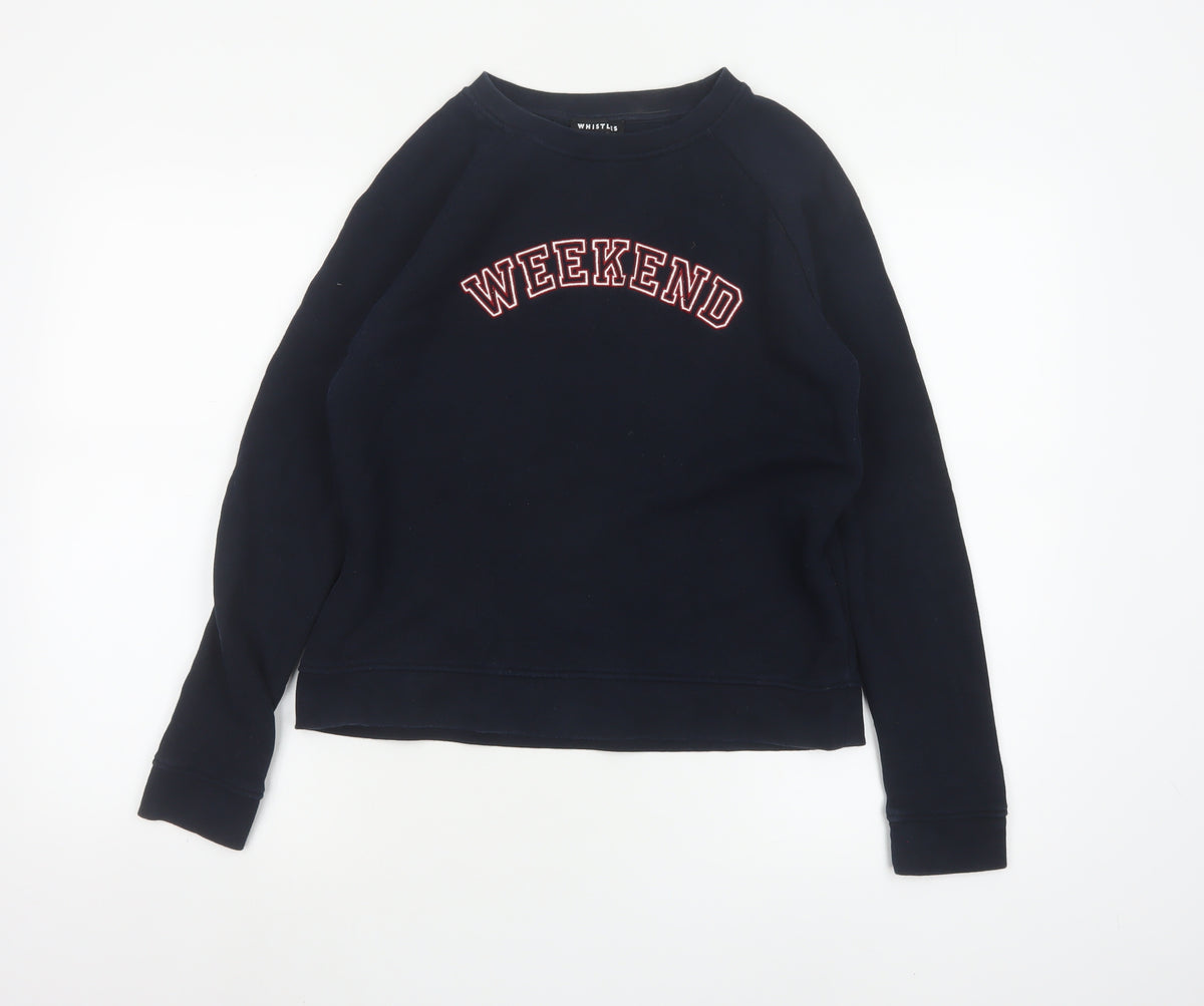 Whistles Women’s Black S Weekend Logo Cotton Pullover Sweatshirt