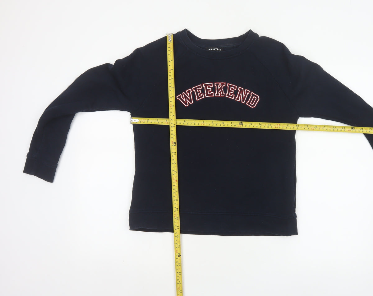 Whistles Women’s Black S Weekend Logo Cotton Pullover Sweatshirt