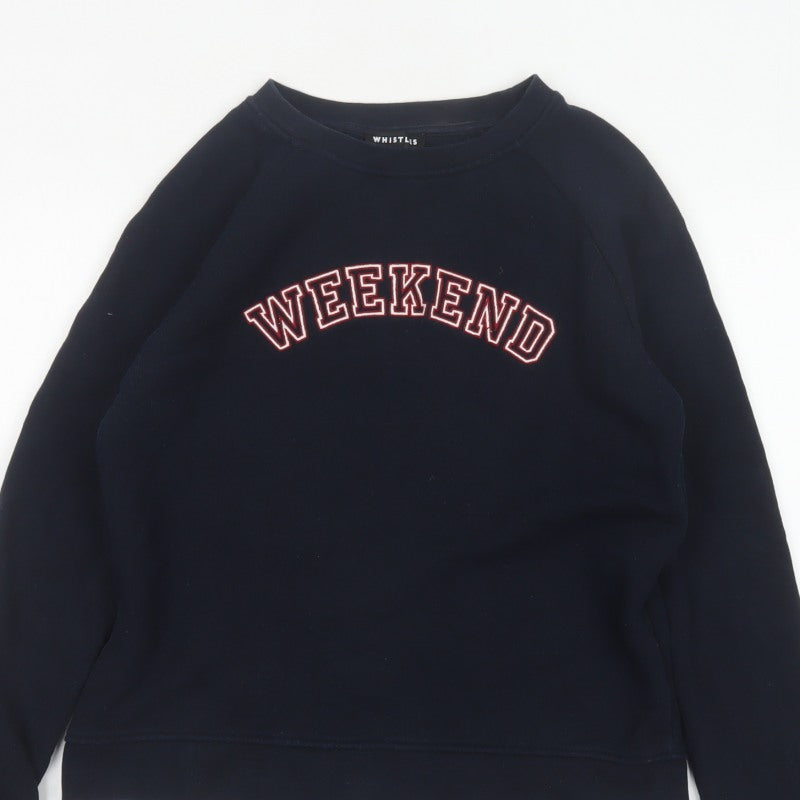 Whistles Women’s Black S Weekend Logo Cotton Pullover Sweatshirt