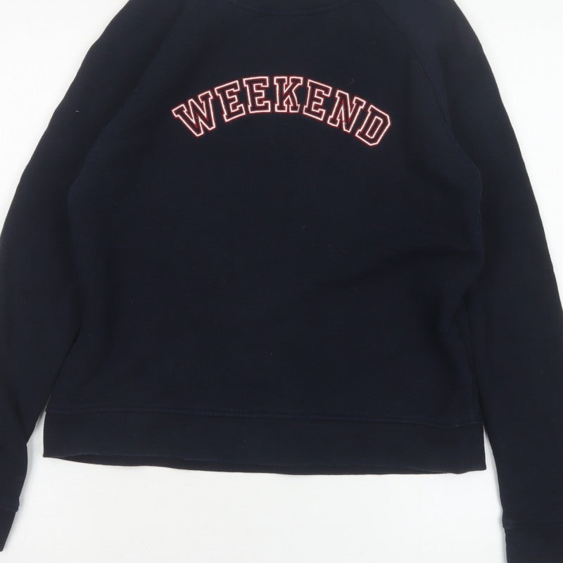 Whistles Women’s Black S Weekend Logo Cotton Pullover Sweatshirt