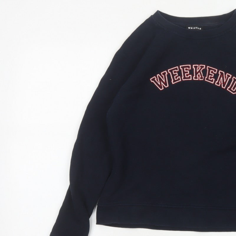 Whistles Women’s Black S Weekend Logo Cotton Pullover Sweatshirt