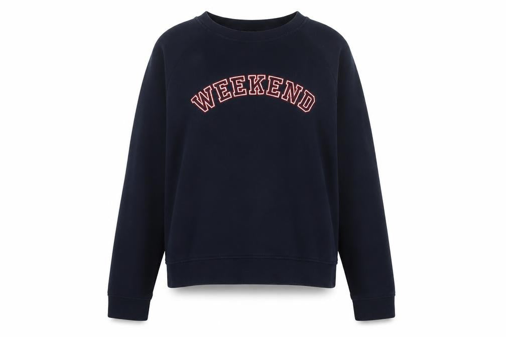 Whistles Women’s Black S Weekend Logo Cotton Pullover Sweatshirt