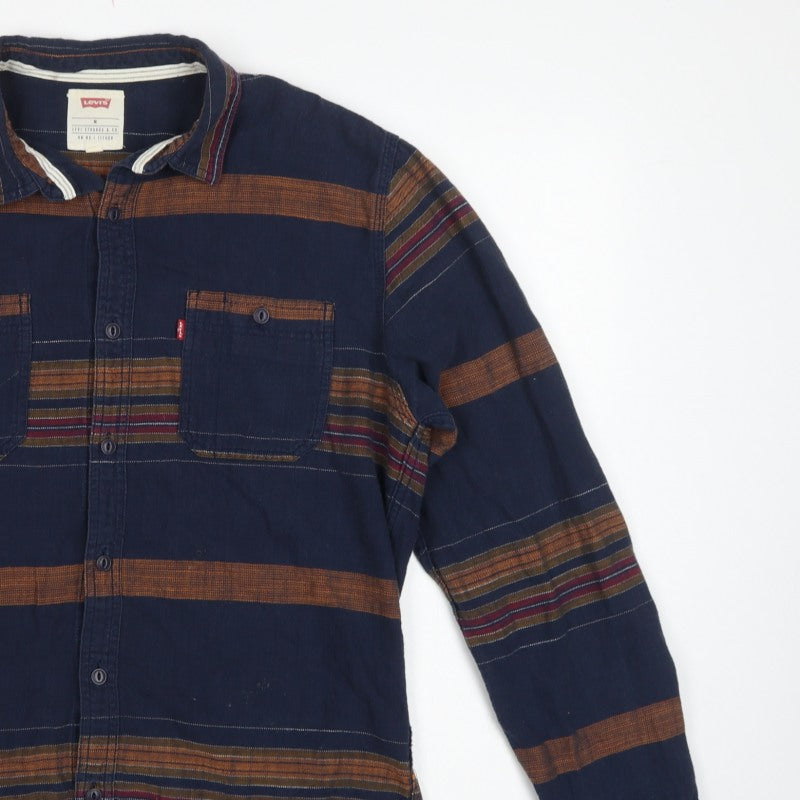 Levi's Men's Blue M Striped Cotton Long Sleeve Button-Up Shirt