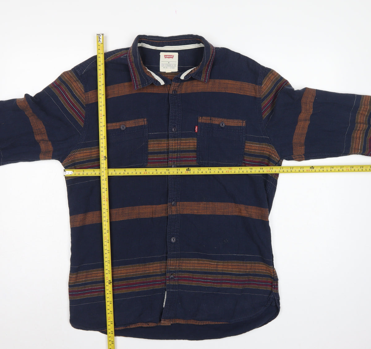 Levi's Men's Blue M Striped Cotton Long Sleeve Button-Up Shirt