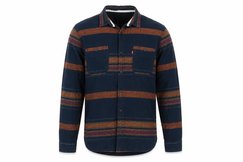 Levi's Men's Blue M Striped Cotton Long Sleeve Button-Up Shirt