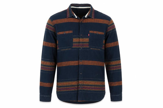 Levi's Men's Blue M Striped Cotton Long Sleeve Button-Up Shirt