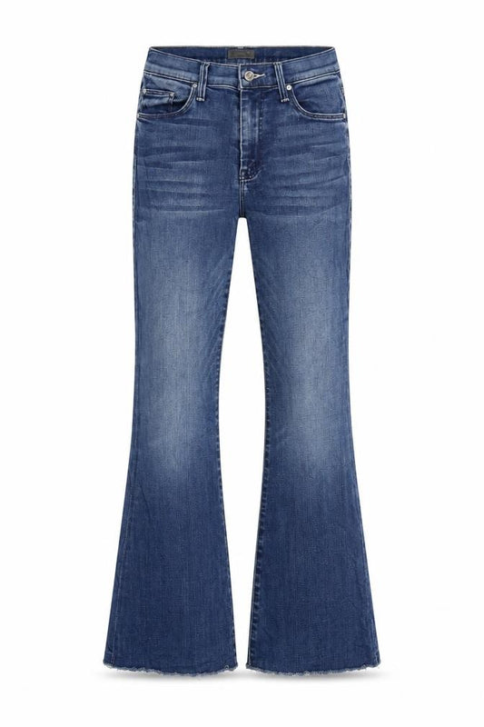 Mother Women's Blue Size 27 Flared Raw Hem Stretch Jeans