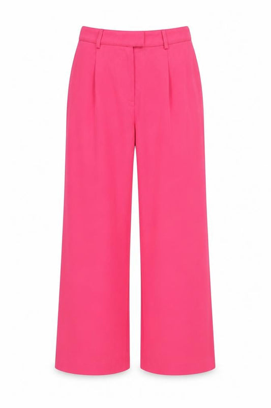 Marks & Spencer Women Pink UK 12 Long Wide Leg Tailored Trousers