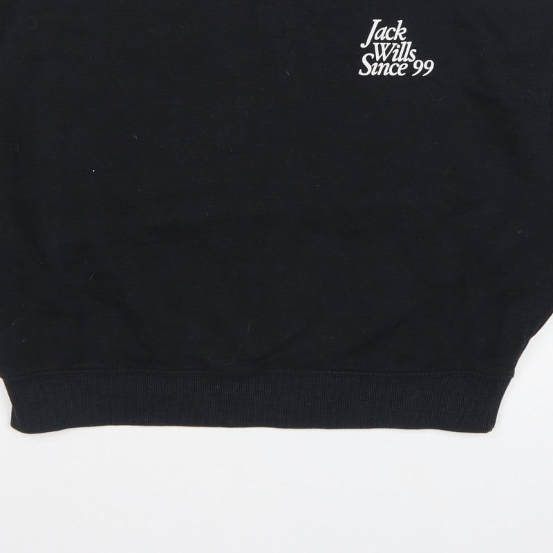 Jack Wills Women’s Black UK 16 Logo High Neck Pullover Sweatshirt