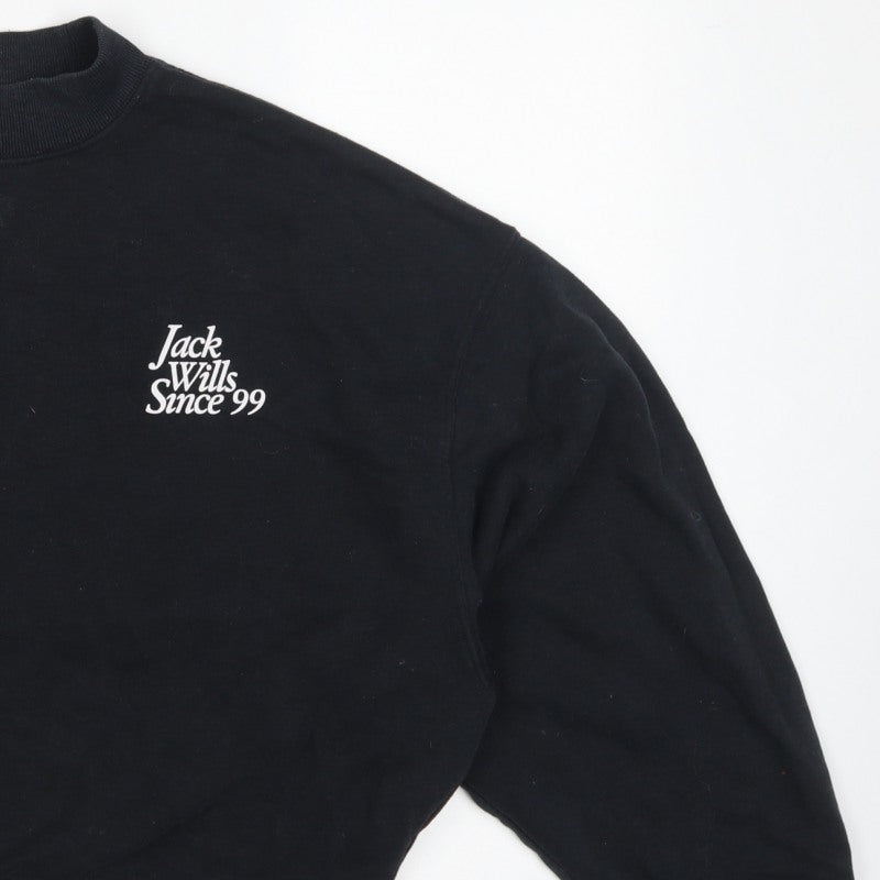 Jack Wills Women’s Black UK 16 Logo High Neck Pullover Sweatshirt