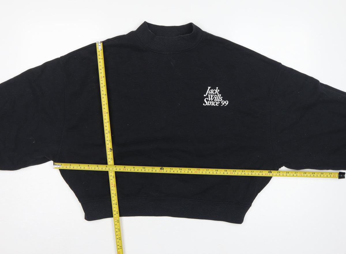 Jack Wills Women’s Black UK 16 Logo High Neck Pullover Sweatshirt