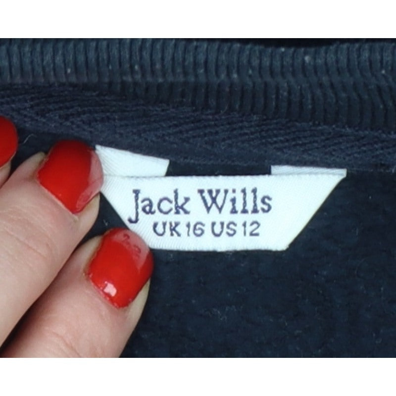 Jack Wills Women’s Black UK 16 Logo High Neck Pullover Sweatshirt