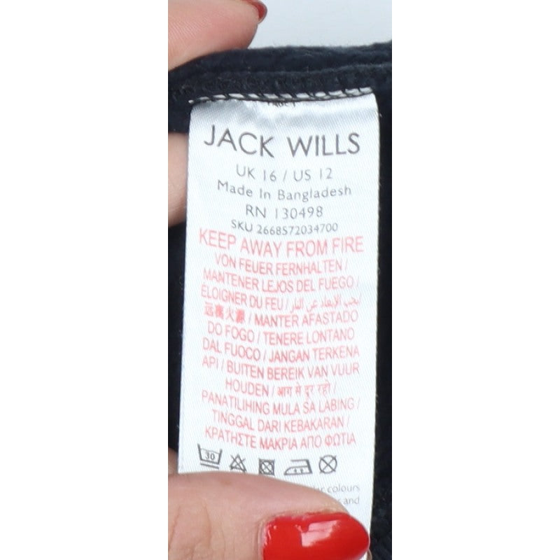 Jack Wills Women’s Black UK 16 Logo High Neck Pullover Sweatshirt
