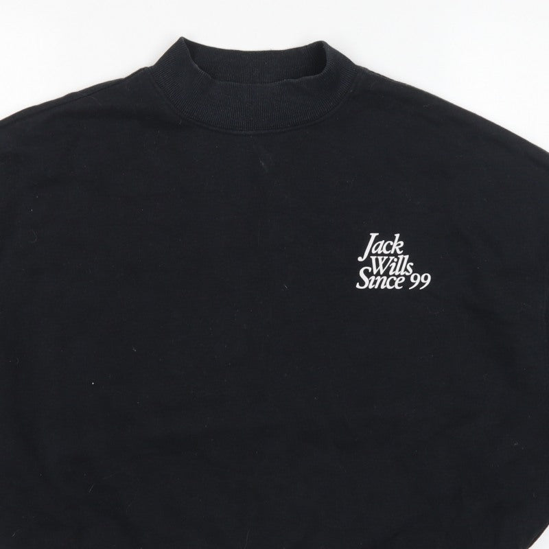 Jack Wills Women’s Black UK 16 Logo High Neck Pullover Sweatshirt