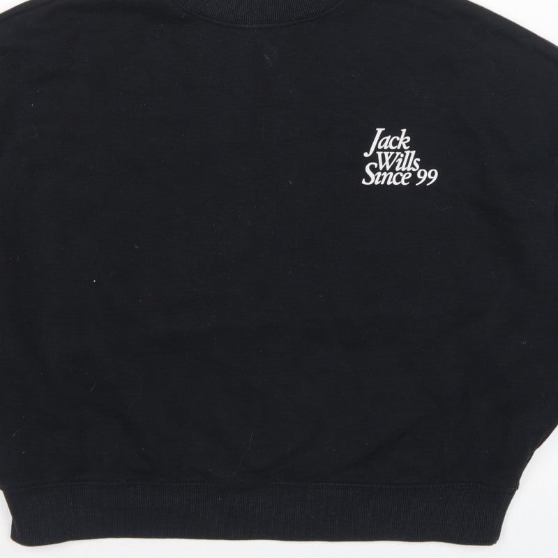 Jack Wills Women’s Black UK 16 Logo High Neck Pullover Sweatshirt