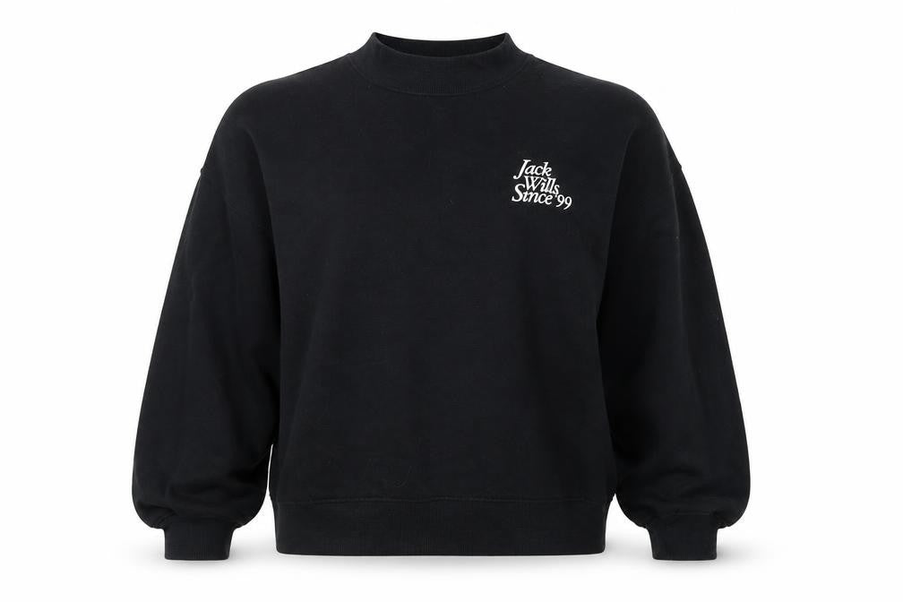 Jack Wills Women’s Black UK 16 Logo High Neck Pullover Sweatshirt