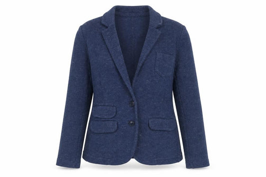Whistles Women’s Blue UK 8 Knit Cotton Blend Two Button Blazer