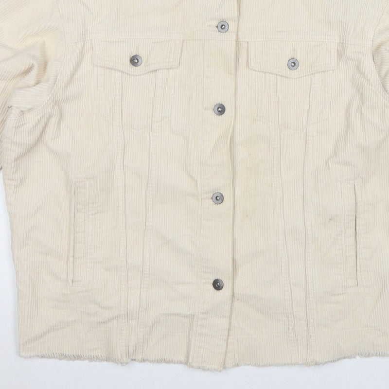 Zara Women’s Ivory Corduroy Button Jacket UK 8 Collared