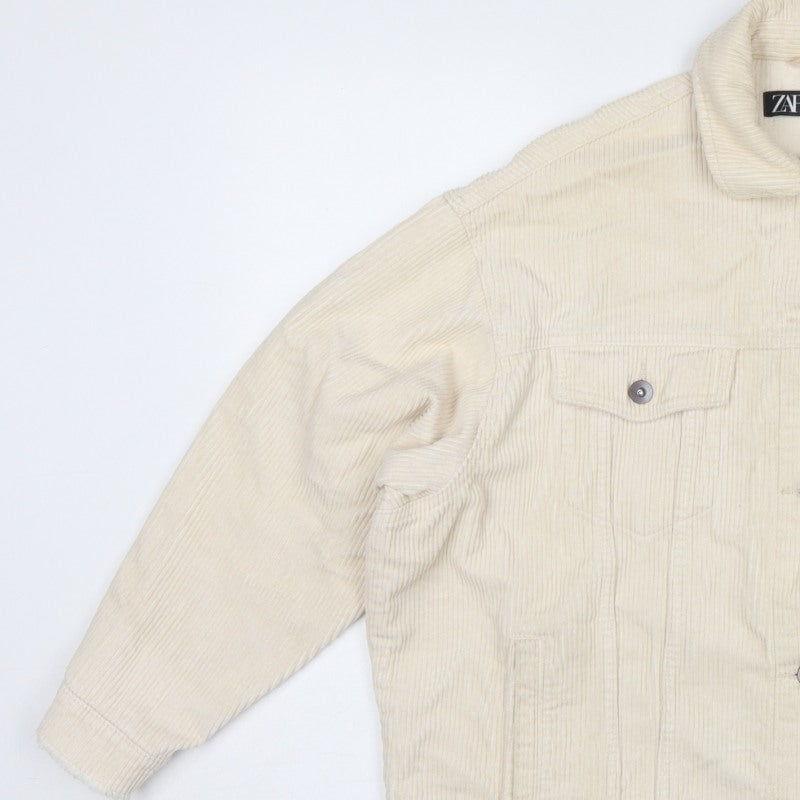 Zara Women’s Ivory Corduroy Button Jacket UK 8 Collared