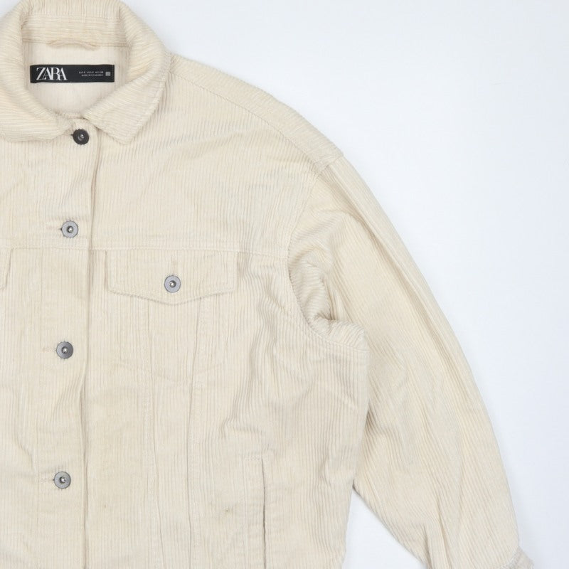 Zara Women’s Ivory Corduroy Button Jacket UK 8 Collared