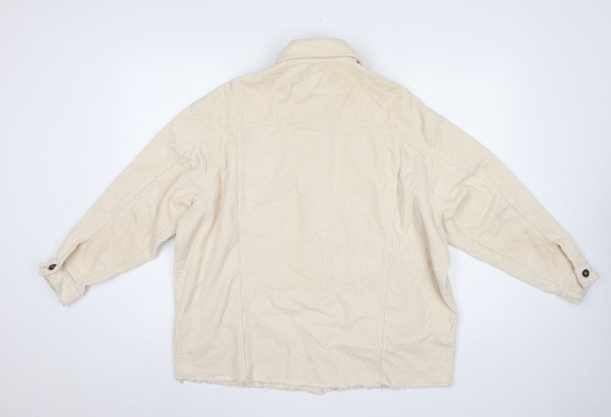 Zara Women’s Ivory Corduroy Button Jacket UK 8 Collared