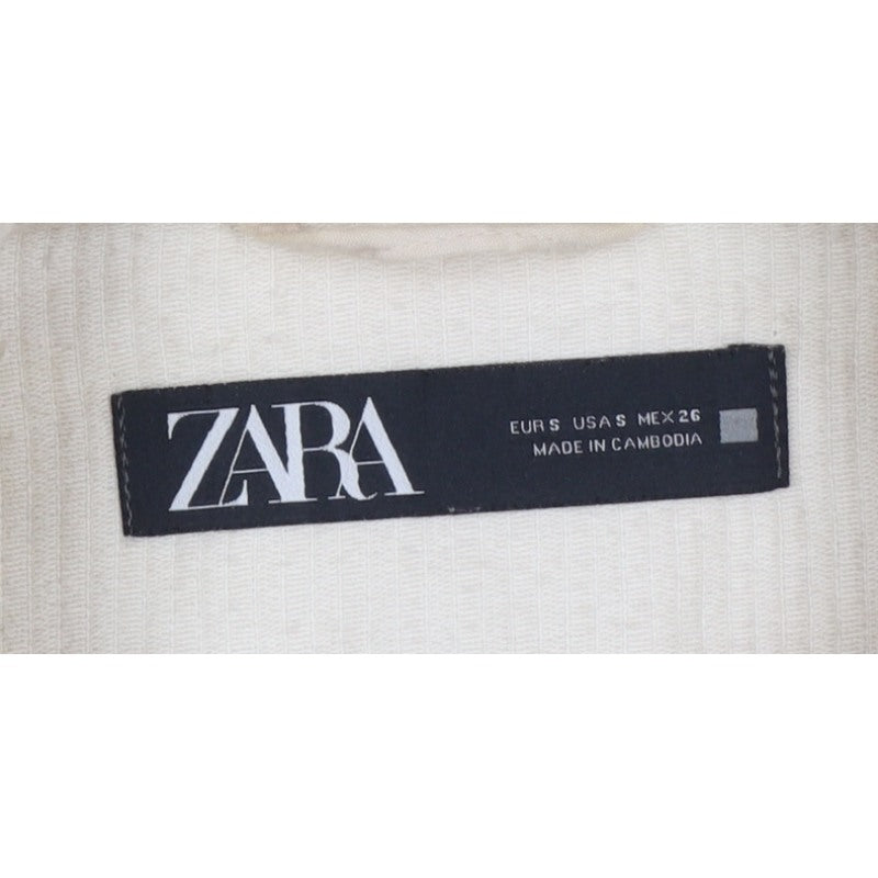 Zara Women’s Ivory Corduroy Button Jacket UK 8 Collared