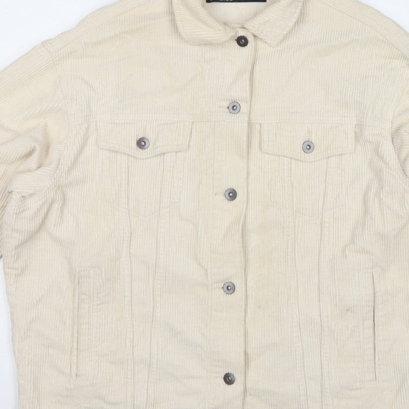 Zara Women’s Ivory Corduroy Button Jacket UK 8 Collared