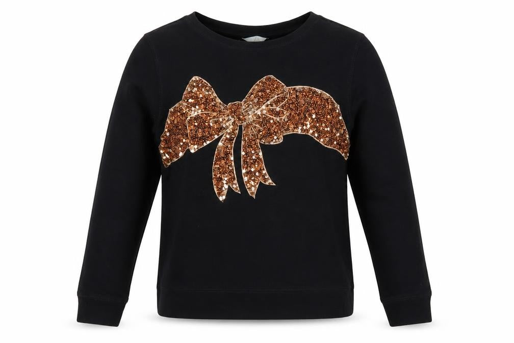 H&M Women’s Black S Sequin Bow Pullover Sweatshirt