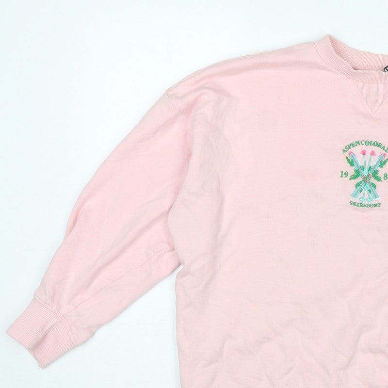 ASOS Design Women’s Pink S Pullover Sweatshirt Aspen Ski Embroidered