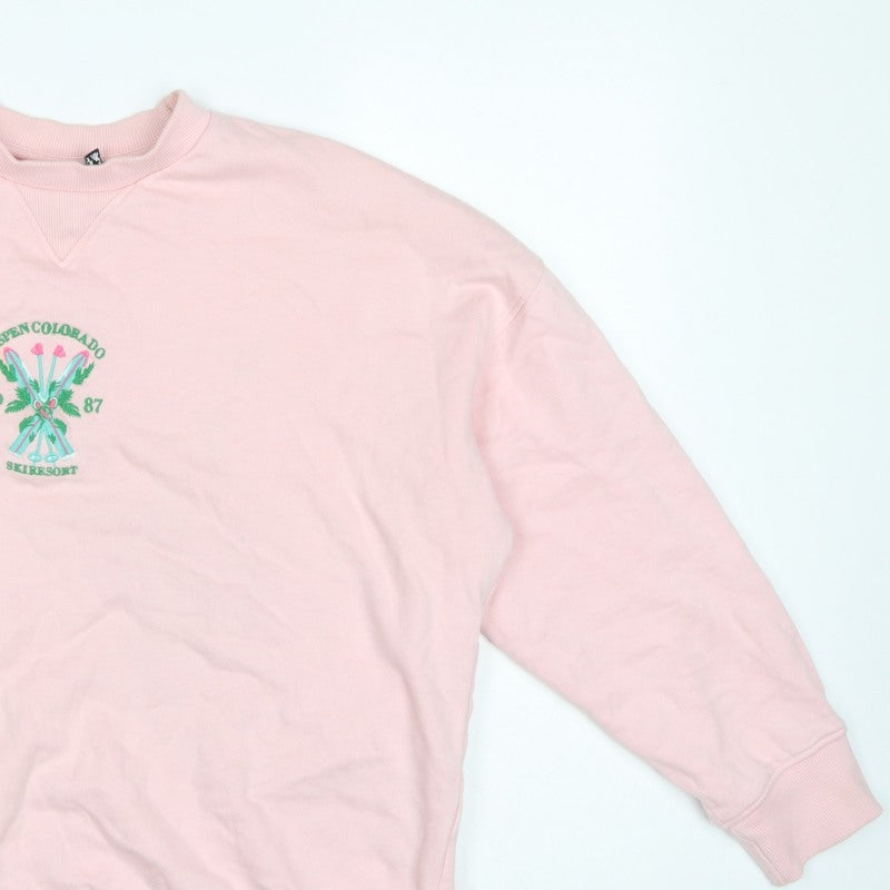ASOS Design Women’s Pink S Pullover Sweatshirt Aspen Ski Embroidered