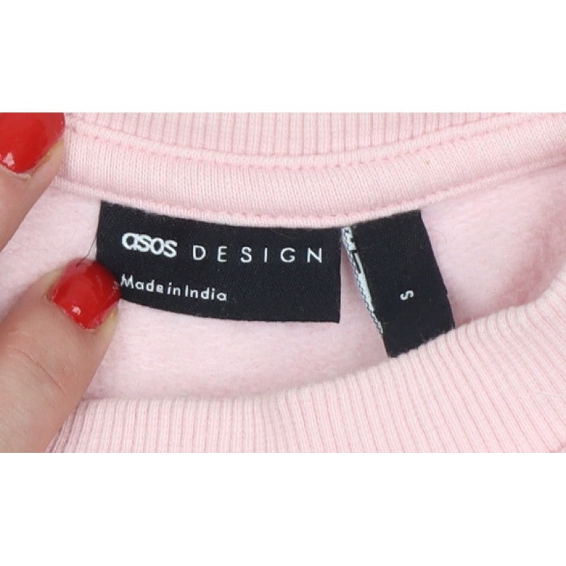 ASOS Design Women’s Pink S Pullover Sweatshirt Aspen Ski Embroidered