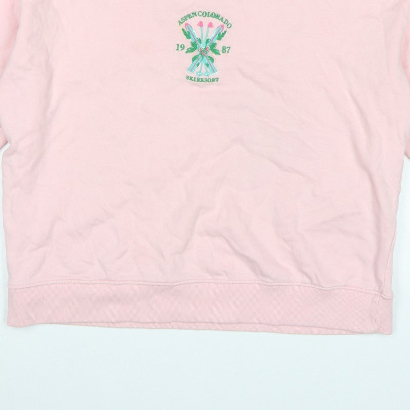 ASOS Design Women’s Pink S Pullover Sweatshirt Aspen Ski Embroidered