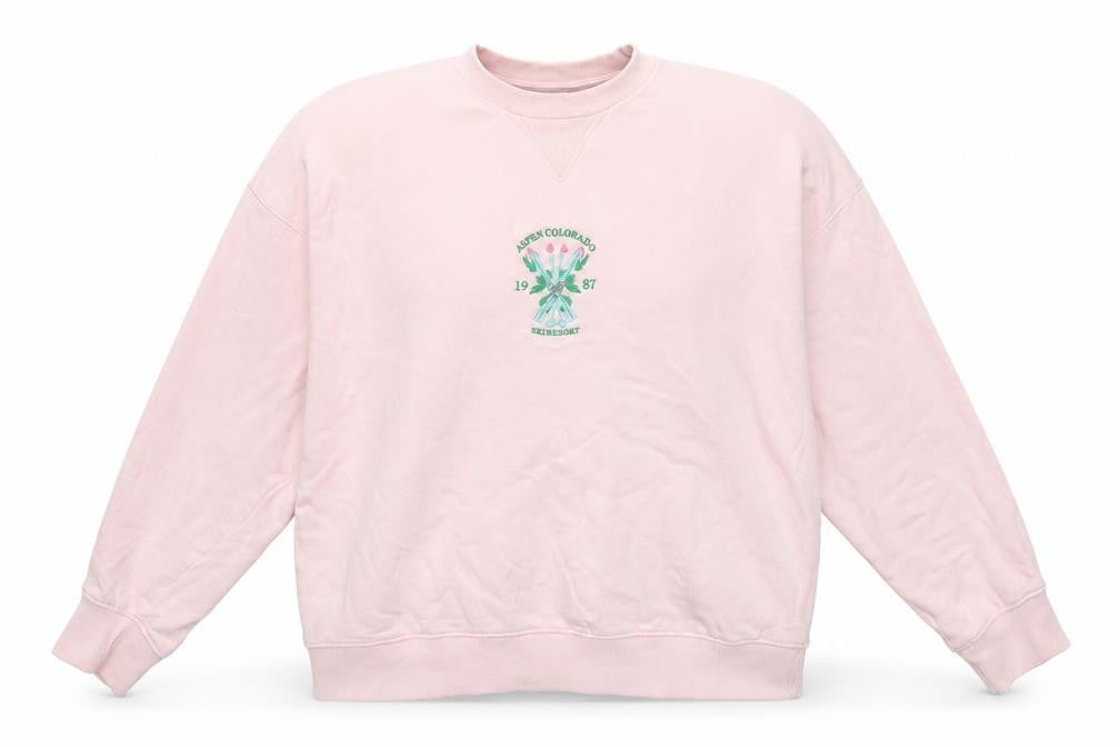 ASOS Design Women’s Pink S Pullover Sweatshirt Aspen Ski Embroidered